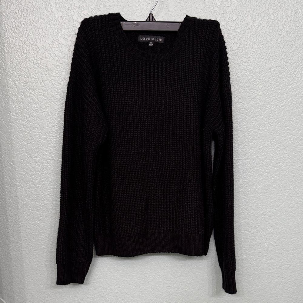 Love + Elle Kids Black Crew Sweater - Cozy Knit Pullover